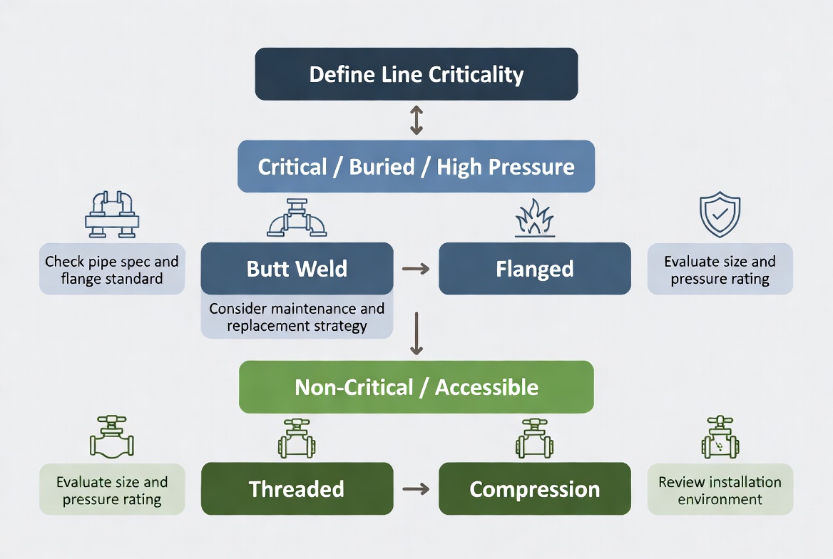 Step By Step Valve Connection Selection Flowchart Step By Step Valve Connection Selection Flowchart