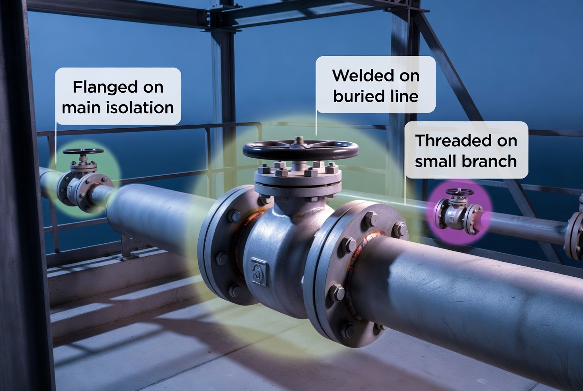 Flanged Welded And Threaded Ball Valves In Water Plant Flanged Welded And Threaded Ball Valves In Water Plant