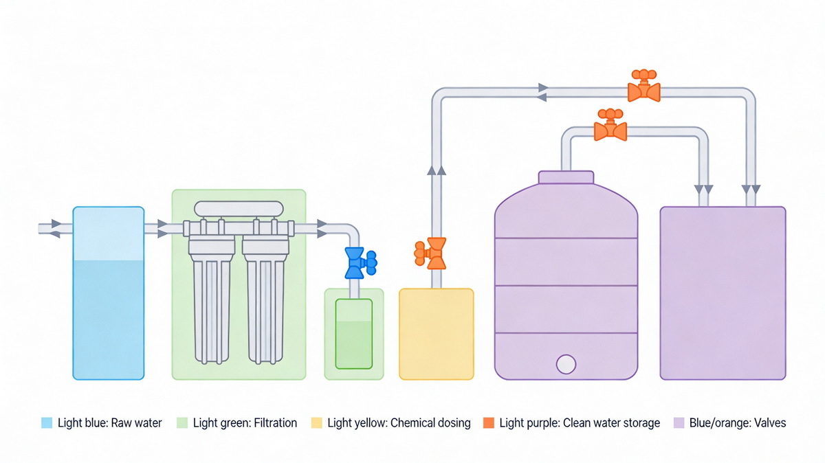 Water Treatment Process With Ball Valve Isolation Points