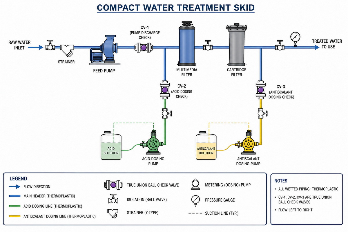 Water Treatment Skid Check Valve Layout