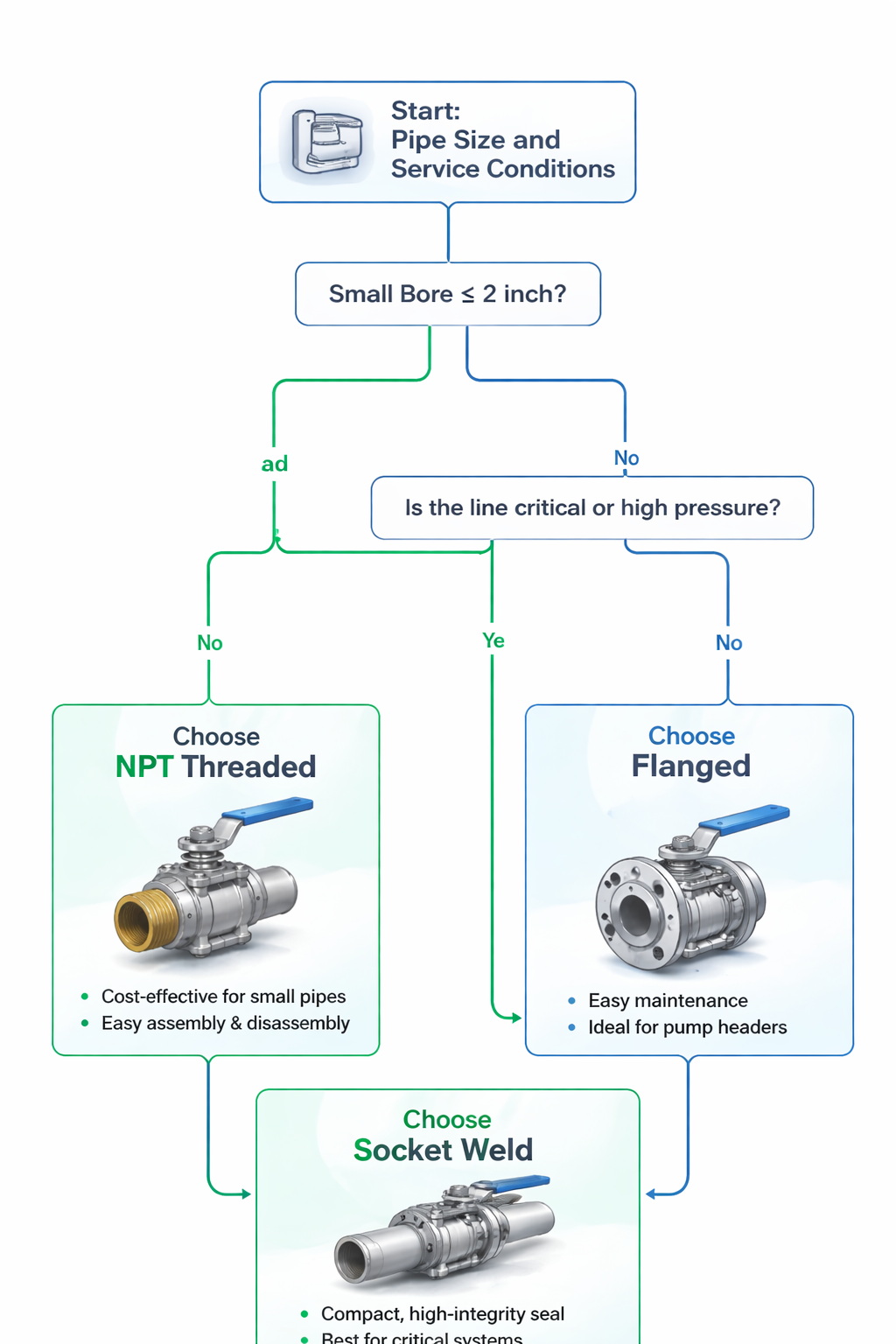 Decision Flow For Choosing Valve End Connection