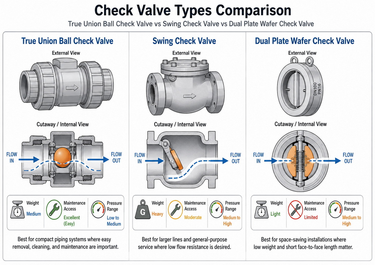 Check Valve Type Comparison Diagram