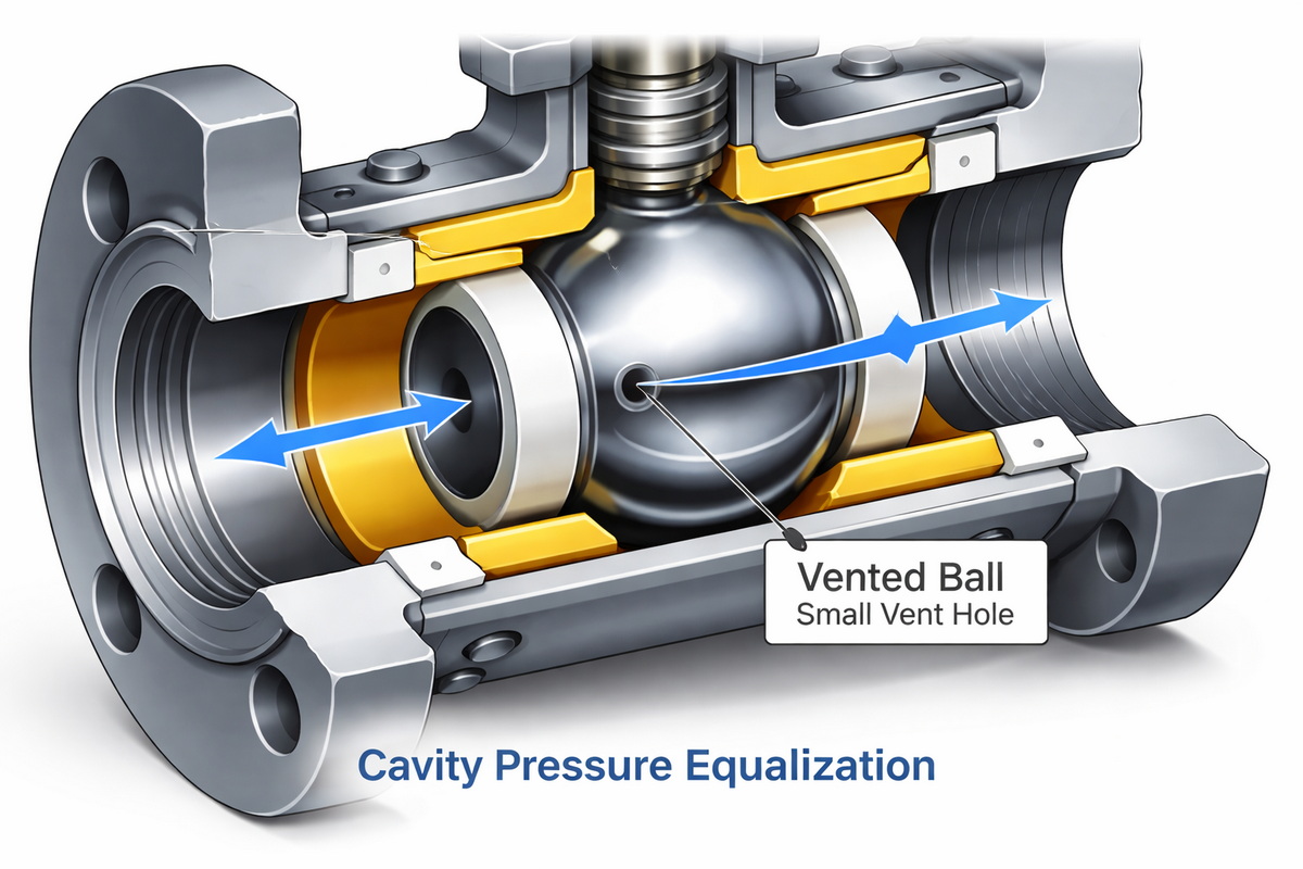 Vented Ball Valve Internal Vent Hole