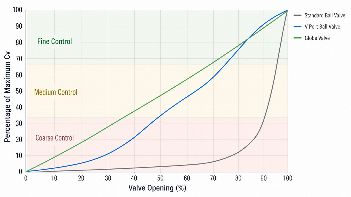 Flow Curve V Port Ball Valve Vs Globe Valve