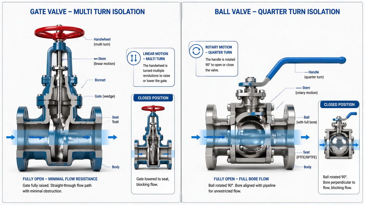 Internal Structure Of Gate Valve And Ball Valve