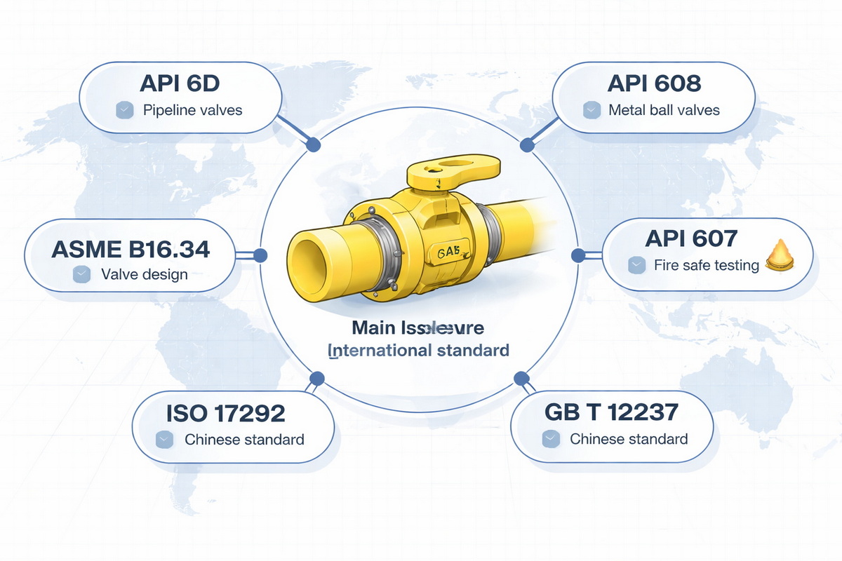 Karte der Standards und Konformit&auml;t von Gaskugelh&auml;hnen