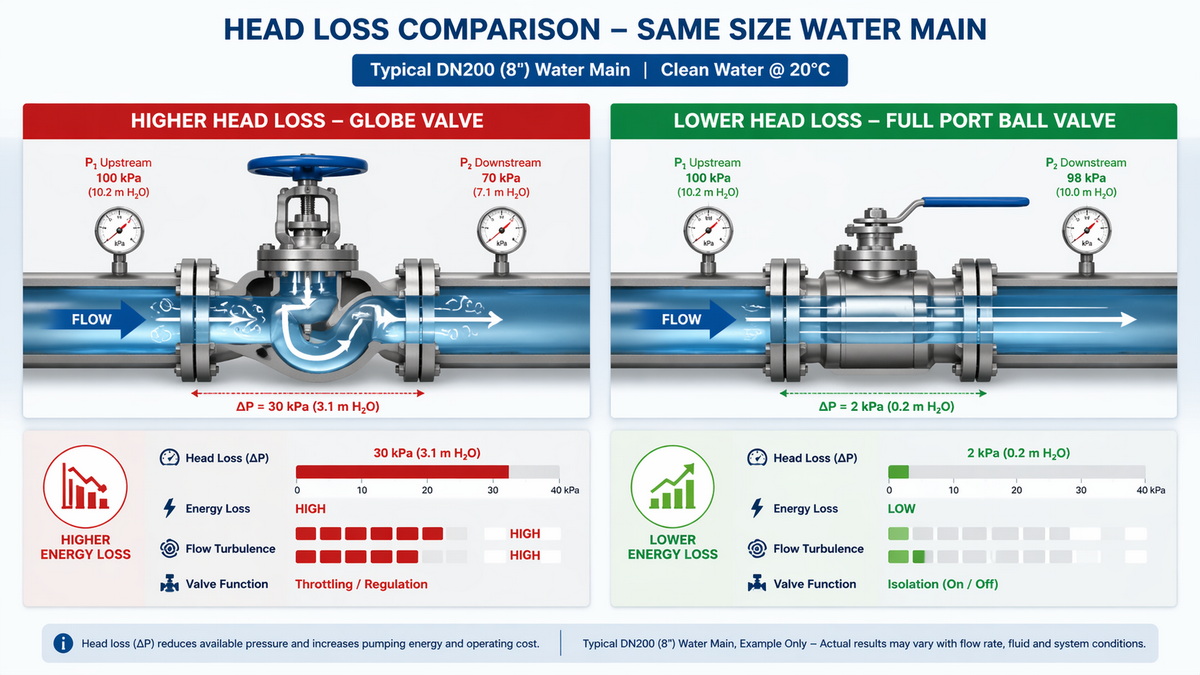 Head Loss Comparison In Water Main Line