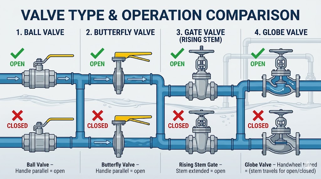 Valve Types Position Comparison Chart